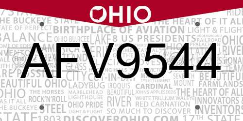 AFV9544 Ohio License Plate