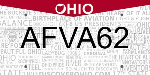 AFVA62 Ohio License Plate