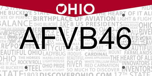 AFVB46 Ohio License Plate