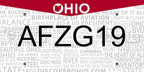 AFZG19 Ohio License Plate