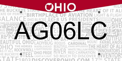 AG06LC Ohio License Plate