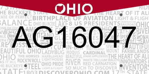 AG16047 Ohio License Plate