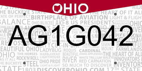 AG1G042 Ohio License Plate