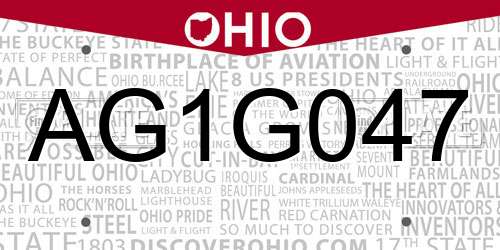 AG1G047 Ohio License Plate