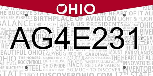 AG4E231 Ohio License Plate