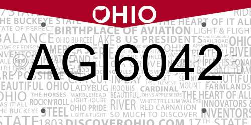 AGI6042 Ohio License Plate