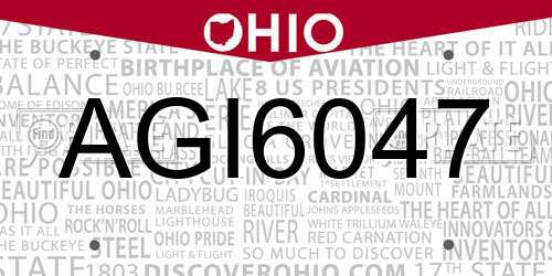 AGI6047 Ohio License Plate