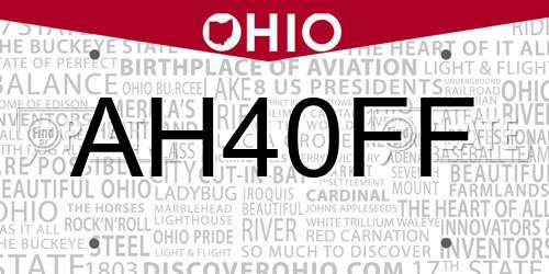 AH40FF Ohio License Plate