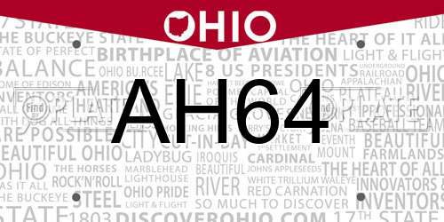 AH64 Ohio License Plate