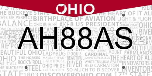 AH88AS Ohio License Plate
