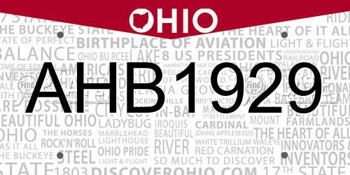 AHB1929 Ohio License Plate