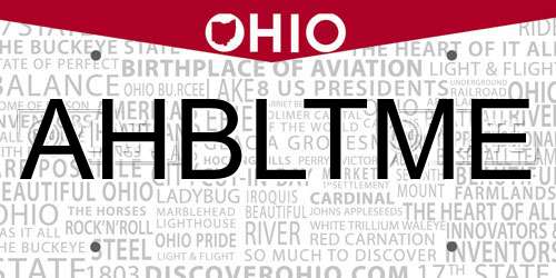 AHBLTME Ohio License Plate