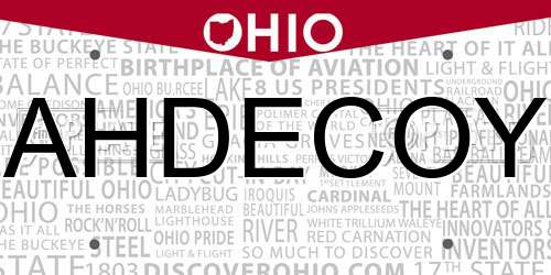 AHDECOY Ohio License Plate