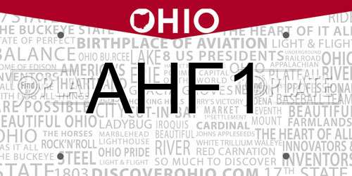 AHF1 Ohio License Plate
