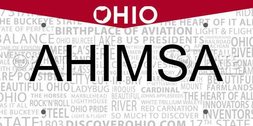 AHIMSA Ohio License Plate