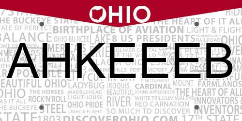 AHKEEEB Ohio License Plate