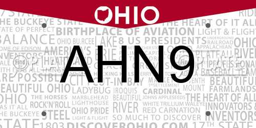 AHN9 Ohio License Plate