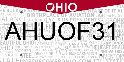 AHUOF31 Ohio License Plate
