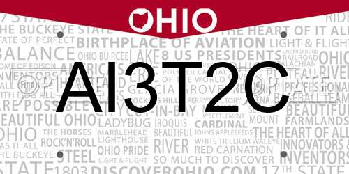 AI3T2C Ohio License Plate