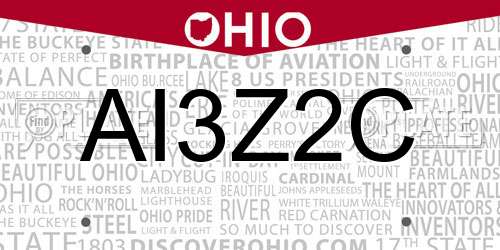 AI3Z2C Ohio License Plate