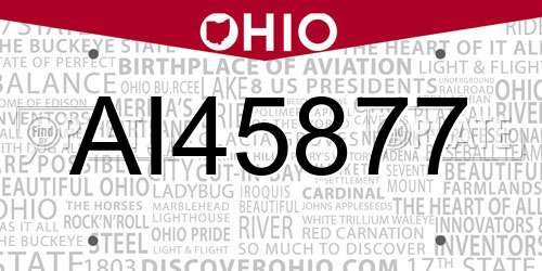 AI45877 Ohio License Plate