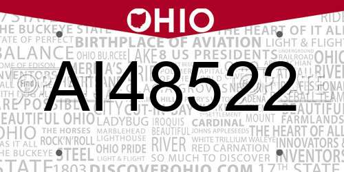 AI48522 Ohio License Plate