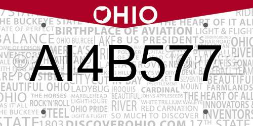 AI4B577 Ohio License Plate