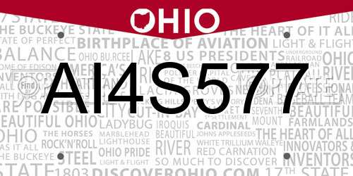 AI4S577 Ohio License Plate