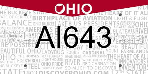AI643 Ohio License Plate