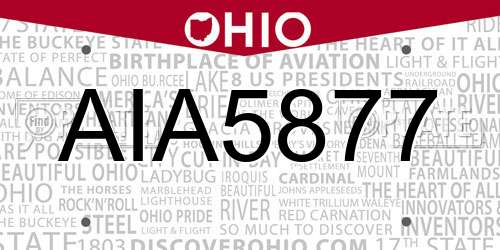 AIA5877 Ohio License Plate