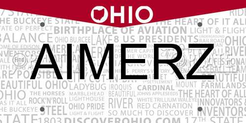 AIMERZ Ohio License Plate