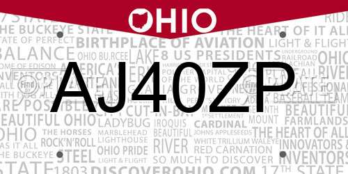 AJ40ZP Ohio License Plate