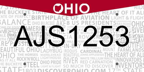 AJS1253 Ohio License Plate