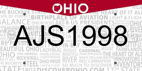 AJS1998 Ohio License Plate
