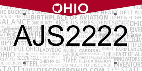 AJS2222 Ohio License Plate