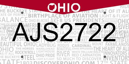 AJS2722 Ohio License Plate