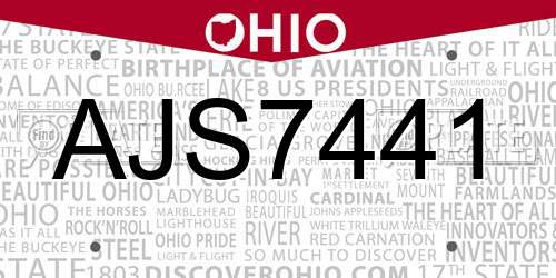 AJS7441 Ohio License Plate
