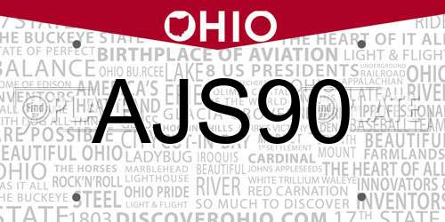 AJS90 Ohio License Plate