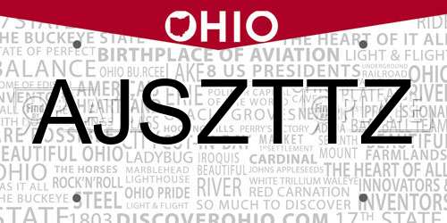 AJSZTTZ Ohio License Plate