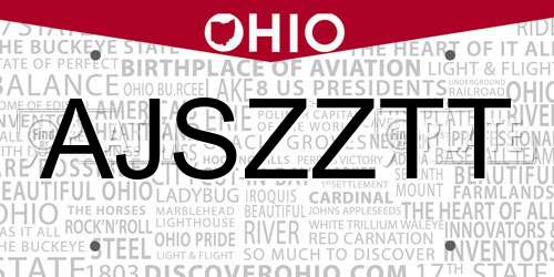 AJSZZTT Ohio License Plate