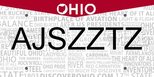 AJSZZTZ Ohio License Plate