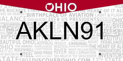 AKLN91 Ohio License Plate