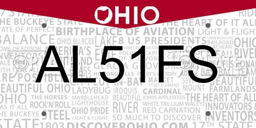 AL51FS Ohio License Plate