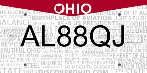 AL88QJ Ohio License Plate