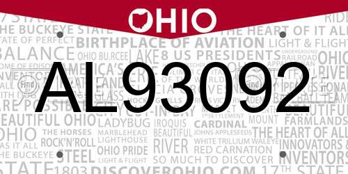 AL93092 Ohio License Plate