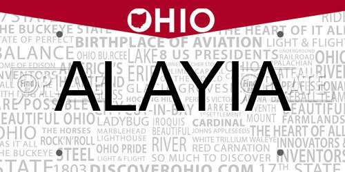 ALAYIA Ohio License Plate
