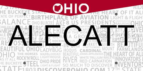 ALECATT Ohio License Plate