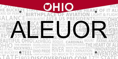 ALEUOR Ohio License Plate