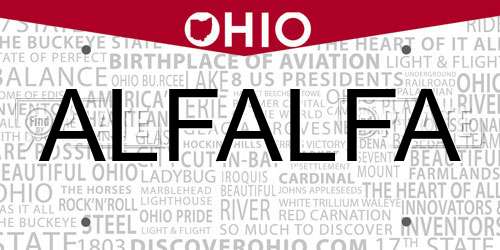 ALFALFA Ohio License Plate