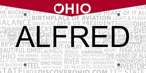 ALFRED Ohio License Plate